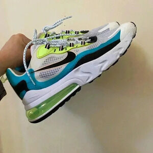 NIKE 270 REACT MENS RUNNING SHOES SIZE 13 ORACLE AQUA BLACK GHOST GREEN COLOR